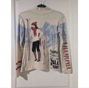 Neve | Chamonix Ski Graphic Quarter Zip In Cream